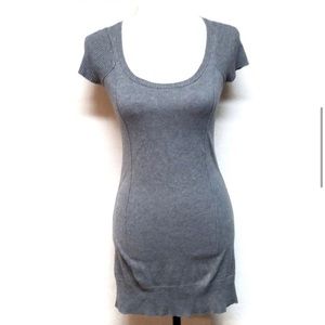 2000s vintage Guess gray knit cap sleeve scoop neck mini dress